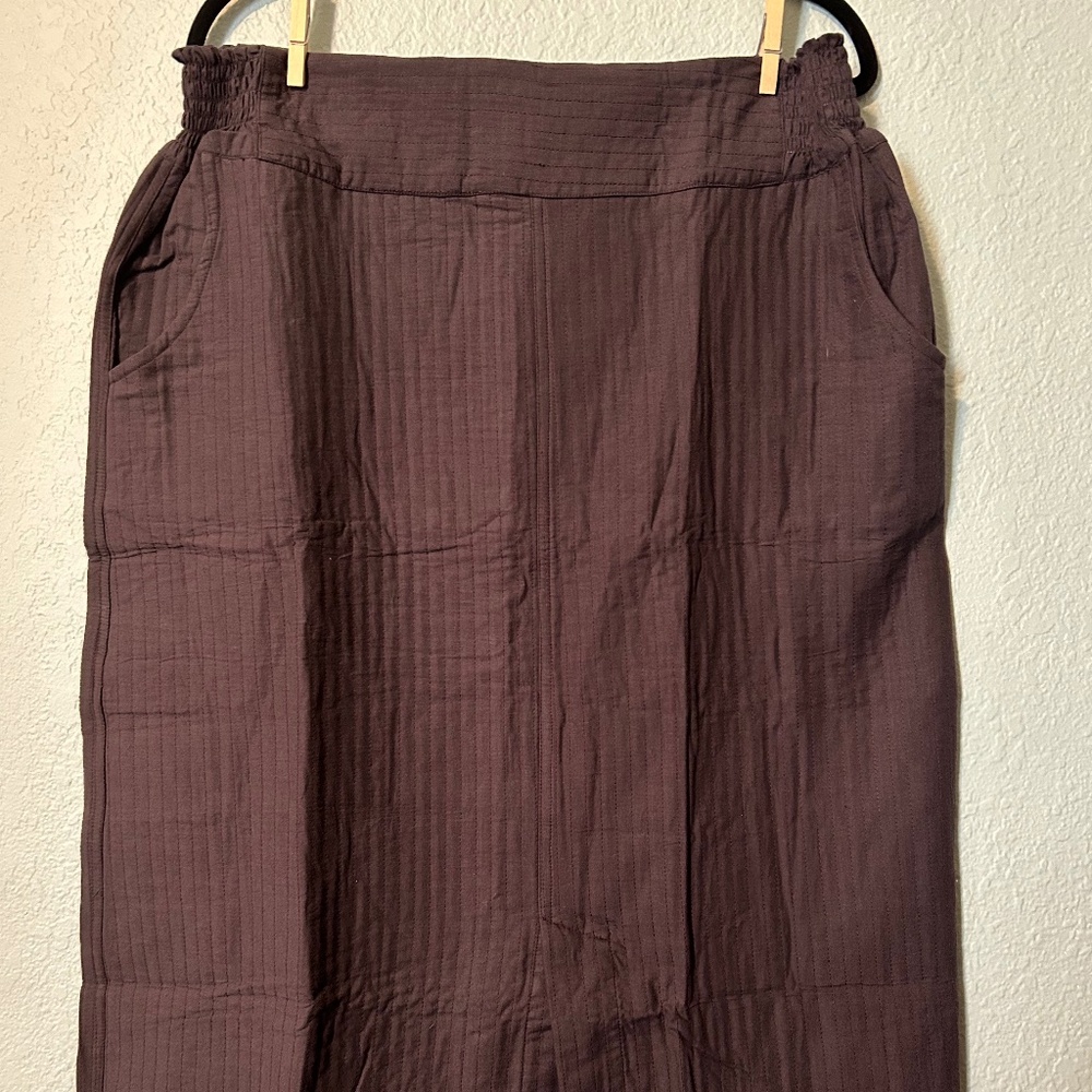 Ethos Paris, gray/blackberry midi skirt, Size XL, fair-trade, organic cotton NEW